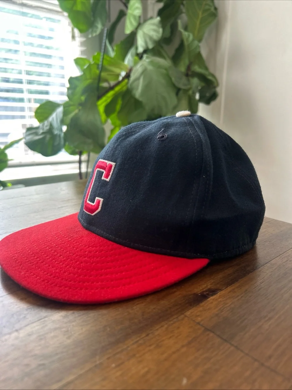 C Logo Vintage Cleveland Indians Hat New Era 7 3/8 Fitted 90s MLB Made USA